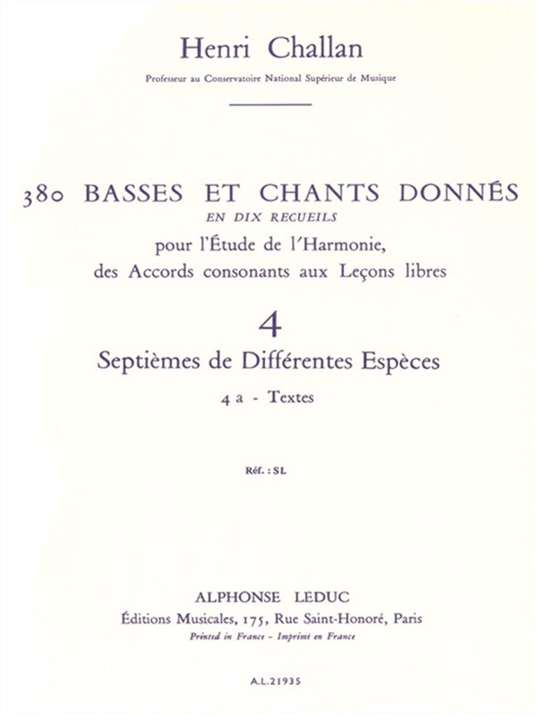 380 Basses Et Chants Donnés - Volume 4A